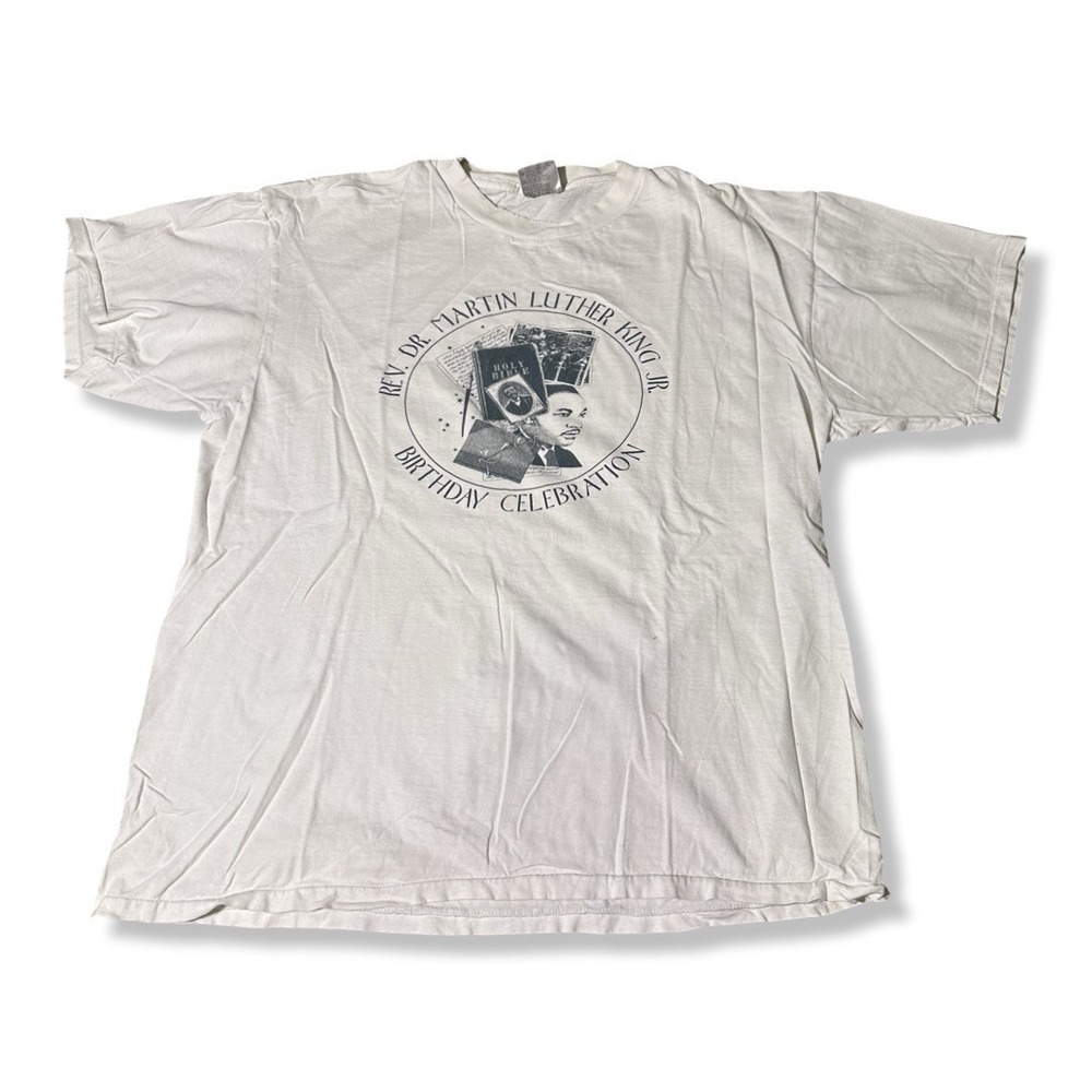 Vintage 90s Martin Luther King Jr Birthday White Graphic T Shirt Size XL